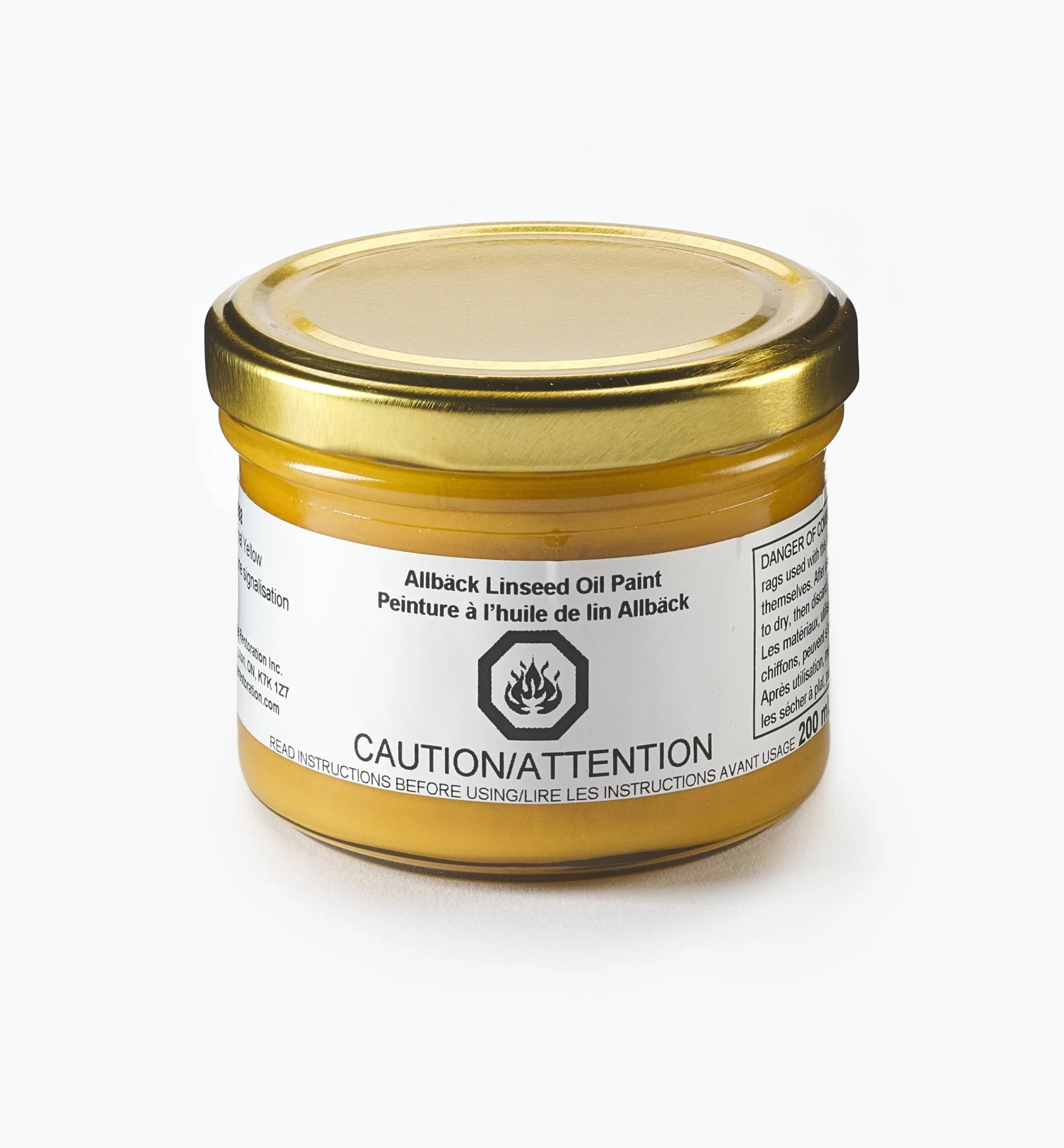 Lee Valley Supplies>Allbäck Signal Yellow Linseed Oil Paint