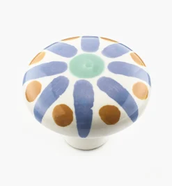 Lee Valley Knobs>Blue Sunburst Painted Ceramic Knobs