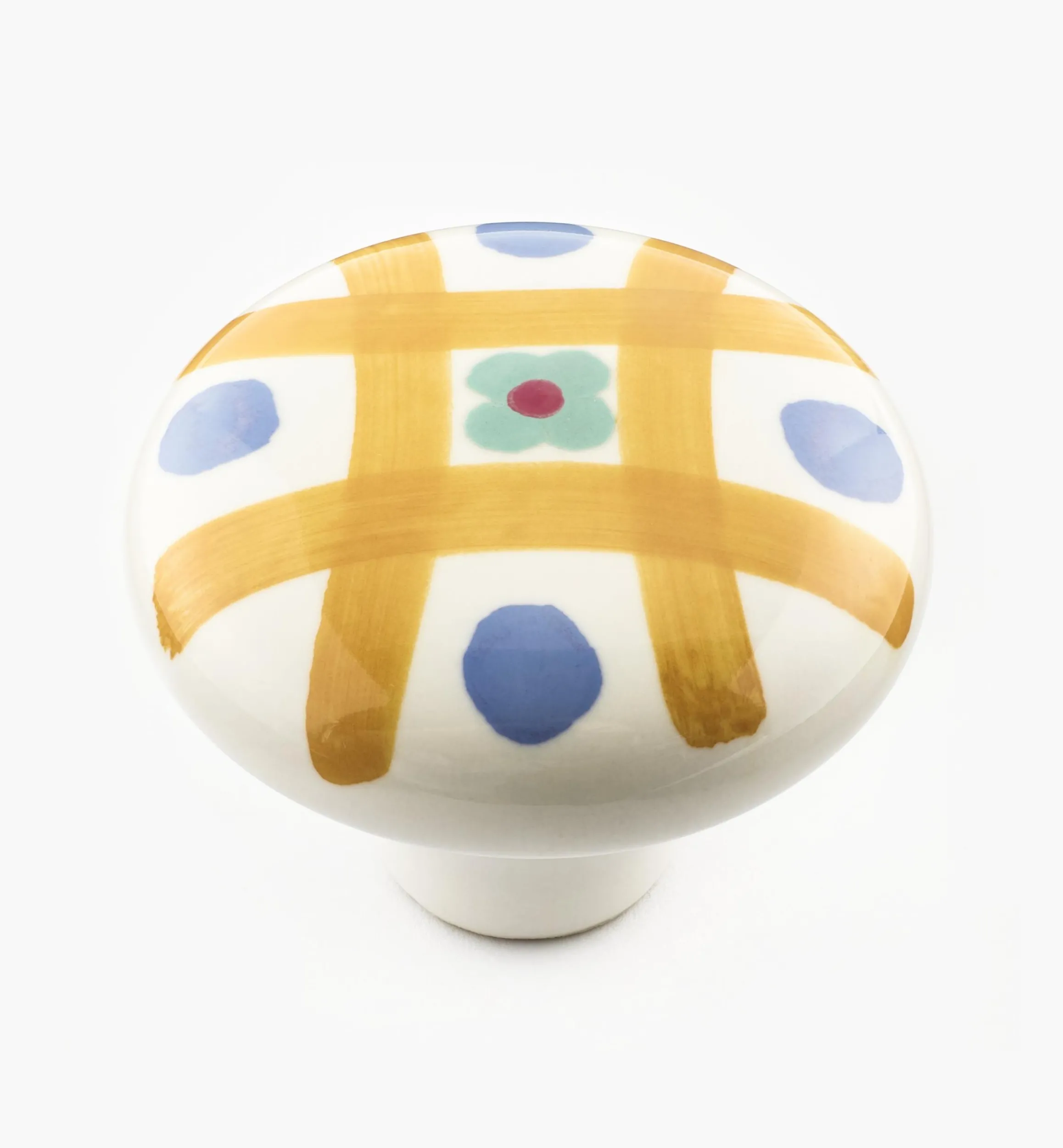 Lee Valley Knobs>Brown Checker Painted Ceramic Knobs