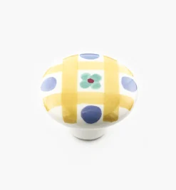 Lee Valley Knobs>Brown Checker Painted Ceramic Knobs