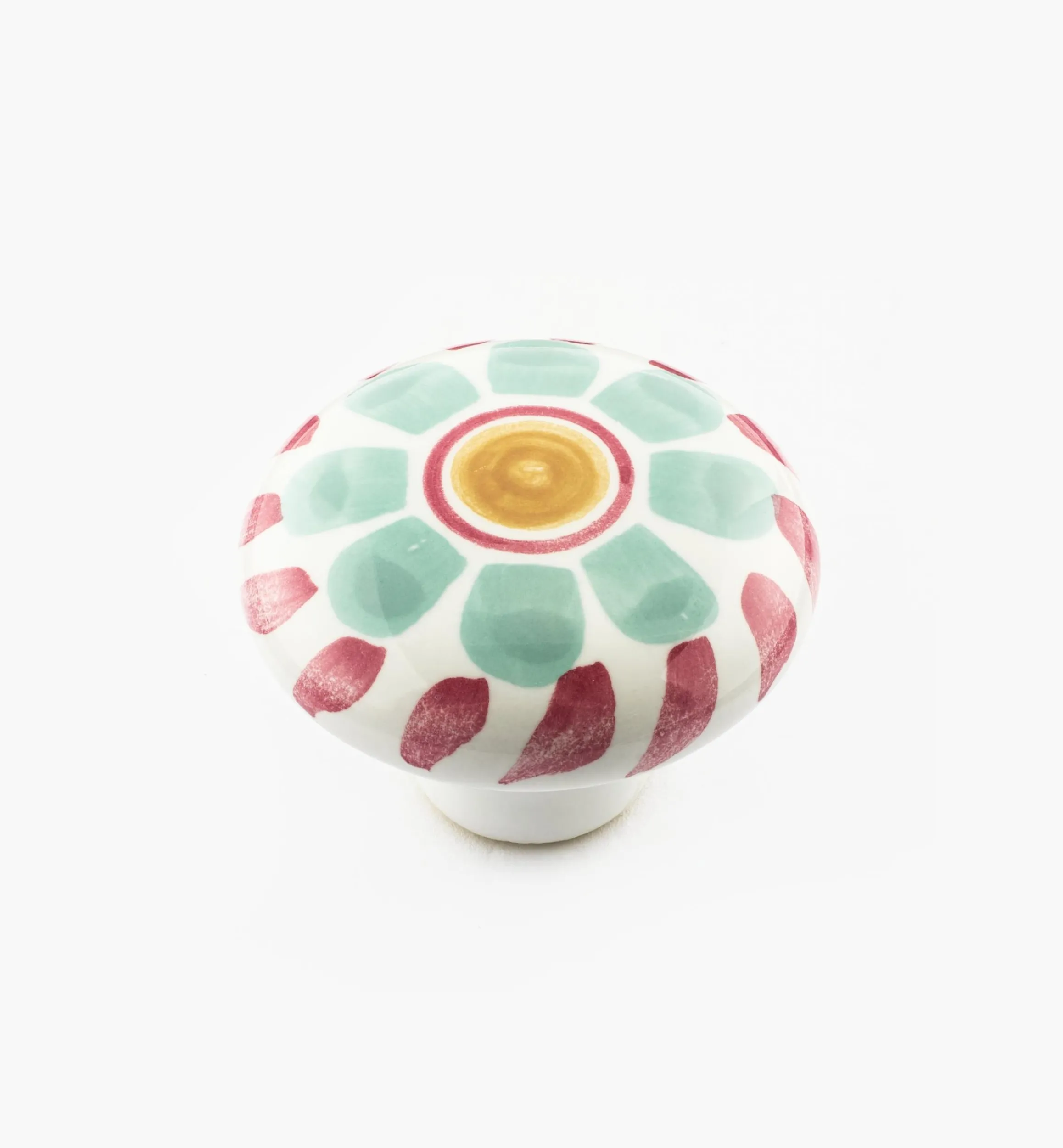 Lee Valley Knobs>Green Floral Painted Ceramic Knobs
