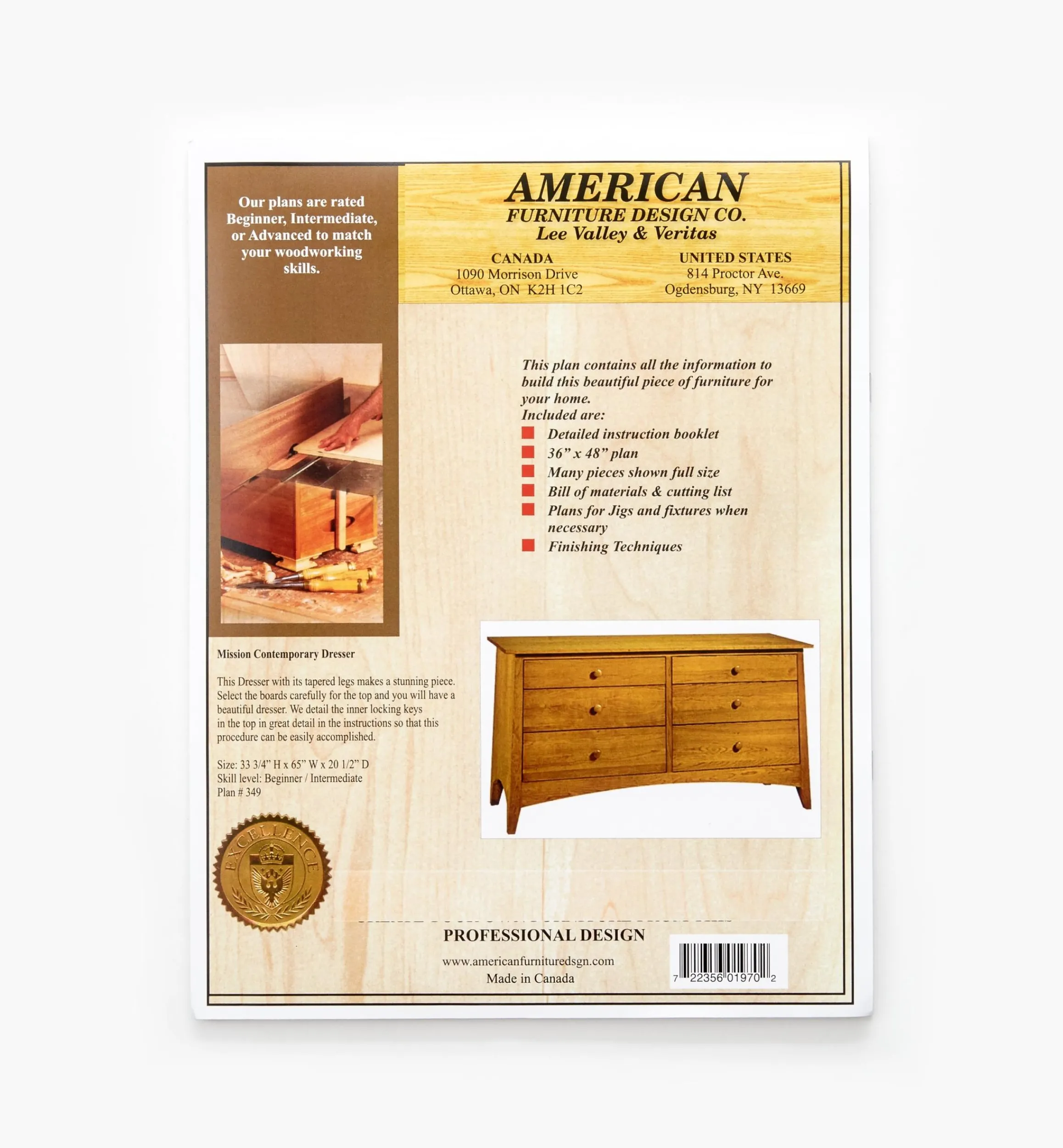 Lee Valley Plans>Mission Contemporary Dresser Plan