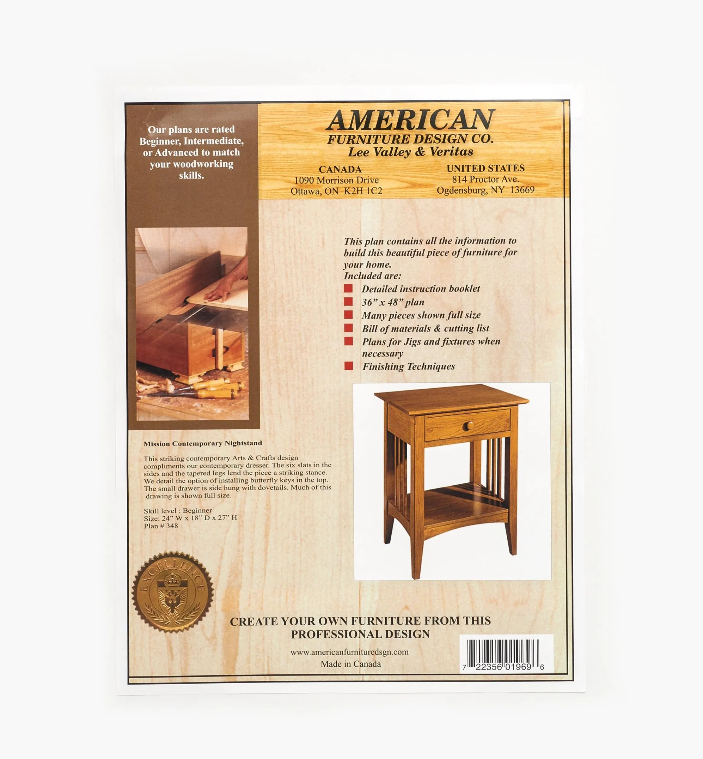 Lee Valley Plans>Mission Contemporary Nightstand Plan