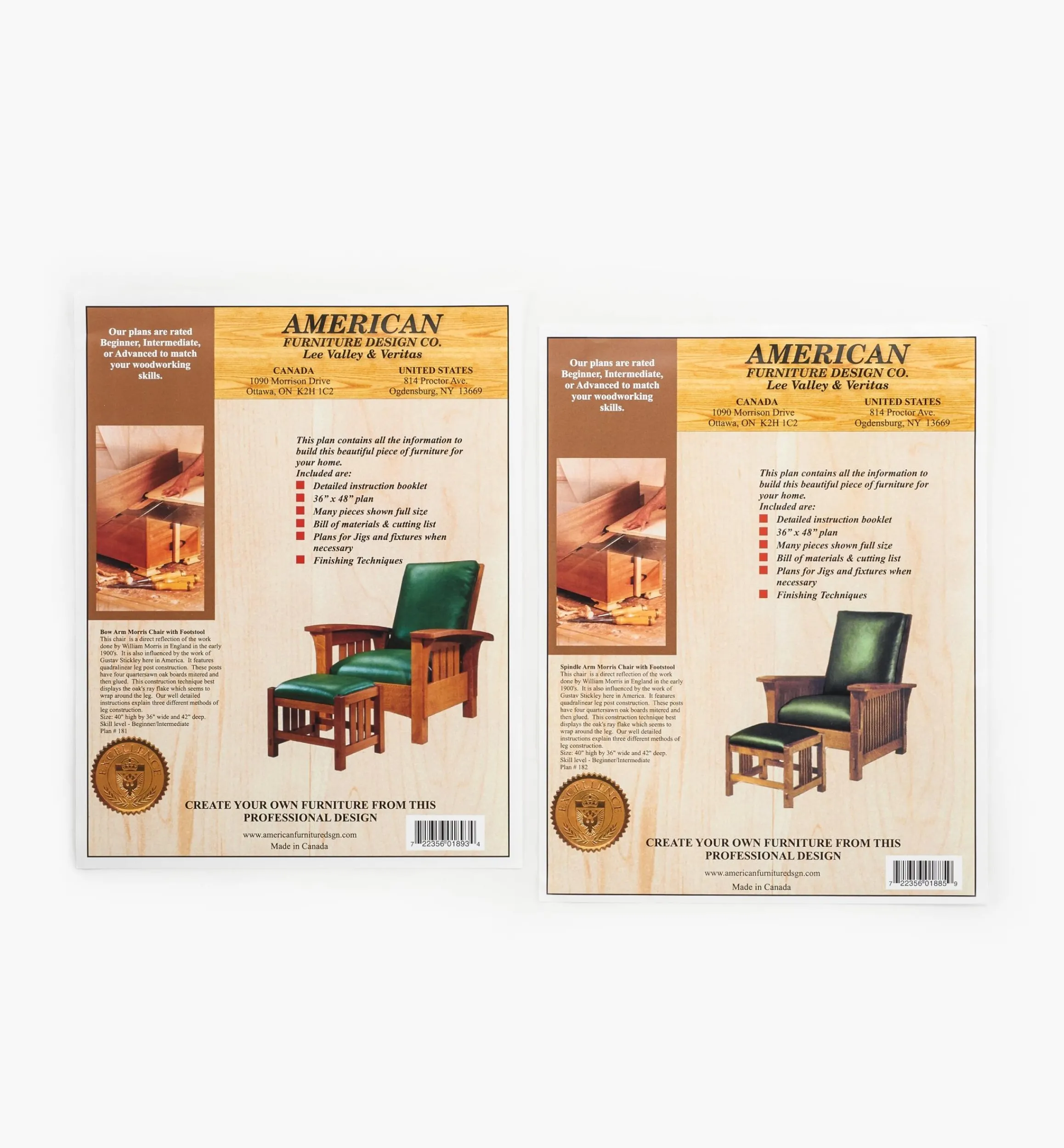 Lee Valley Plans>Morris Chair & Footstool Plans Combo