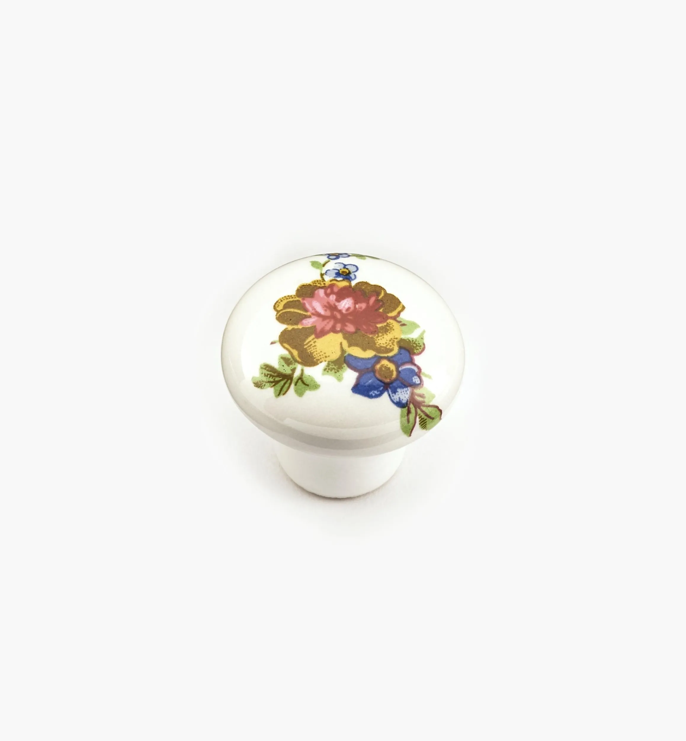 Lee Valley Knobs>Red/Blue Floral Ceramic Knobs