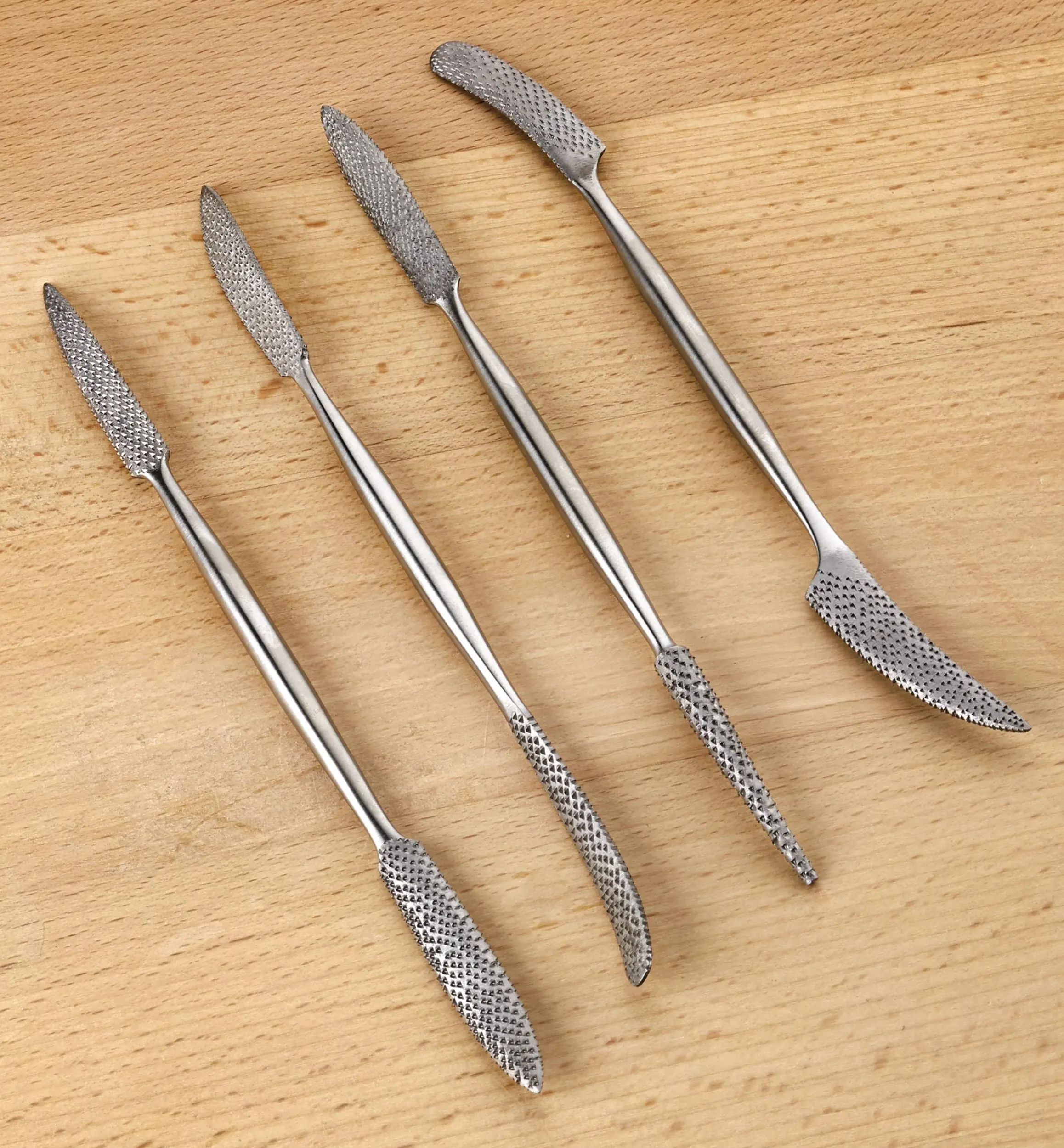 Lee Valley Hand Tools>Stainless-Steel Hand-Stitched Riffler Set