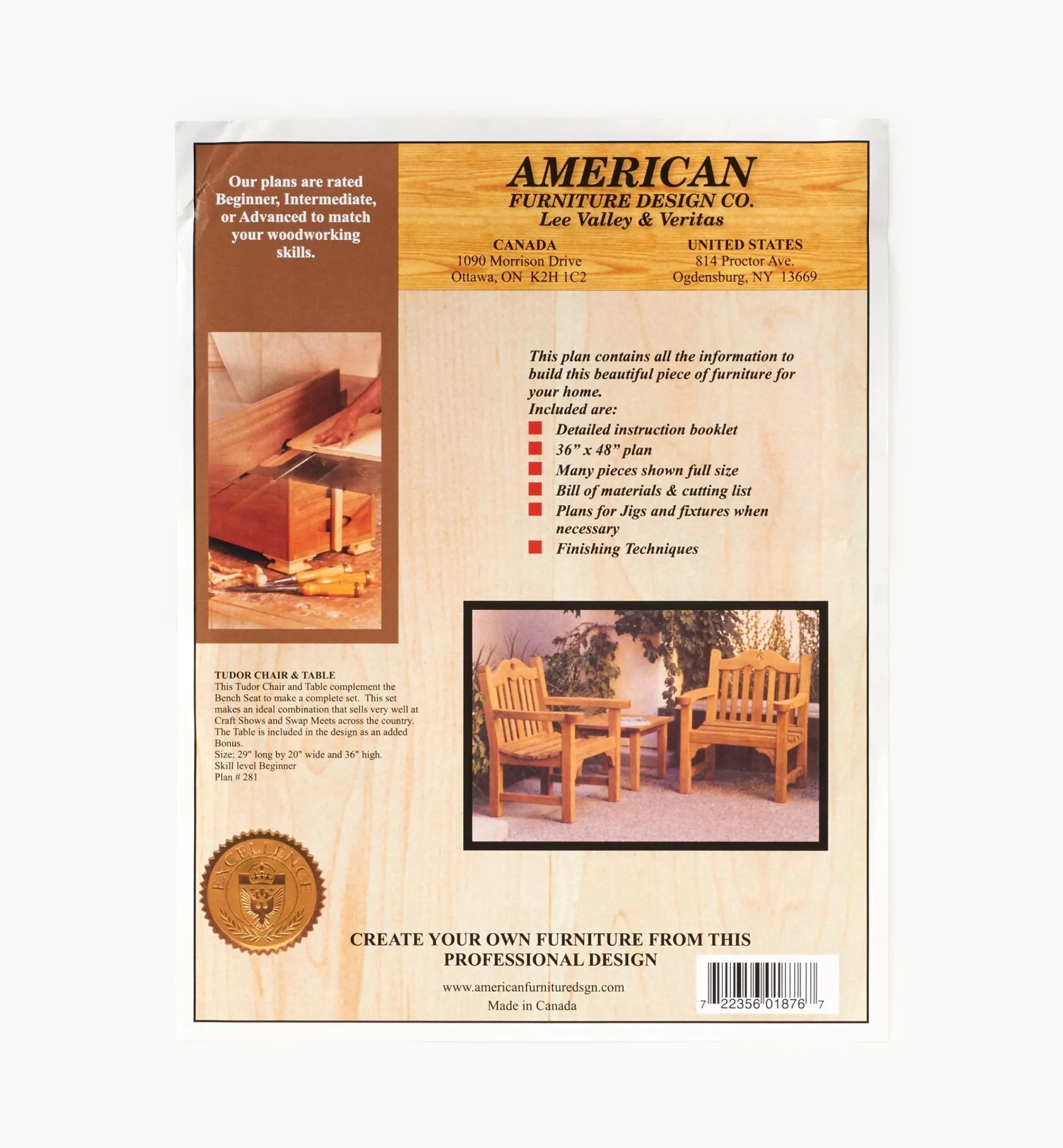 Lee Valley Plans>Tudor Chair, Table & Bench Seat Plans