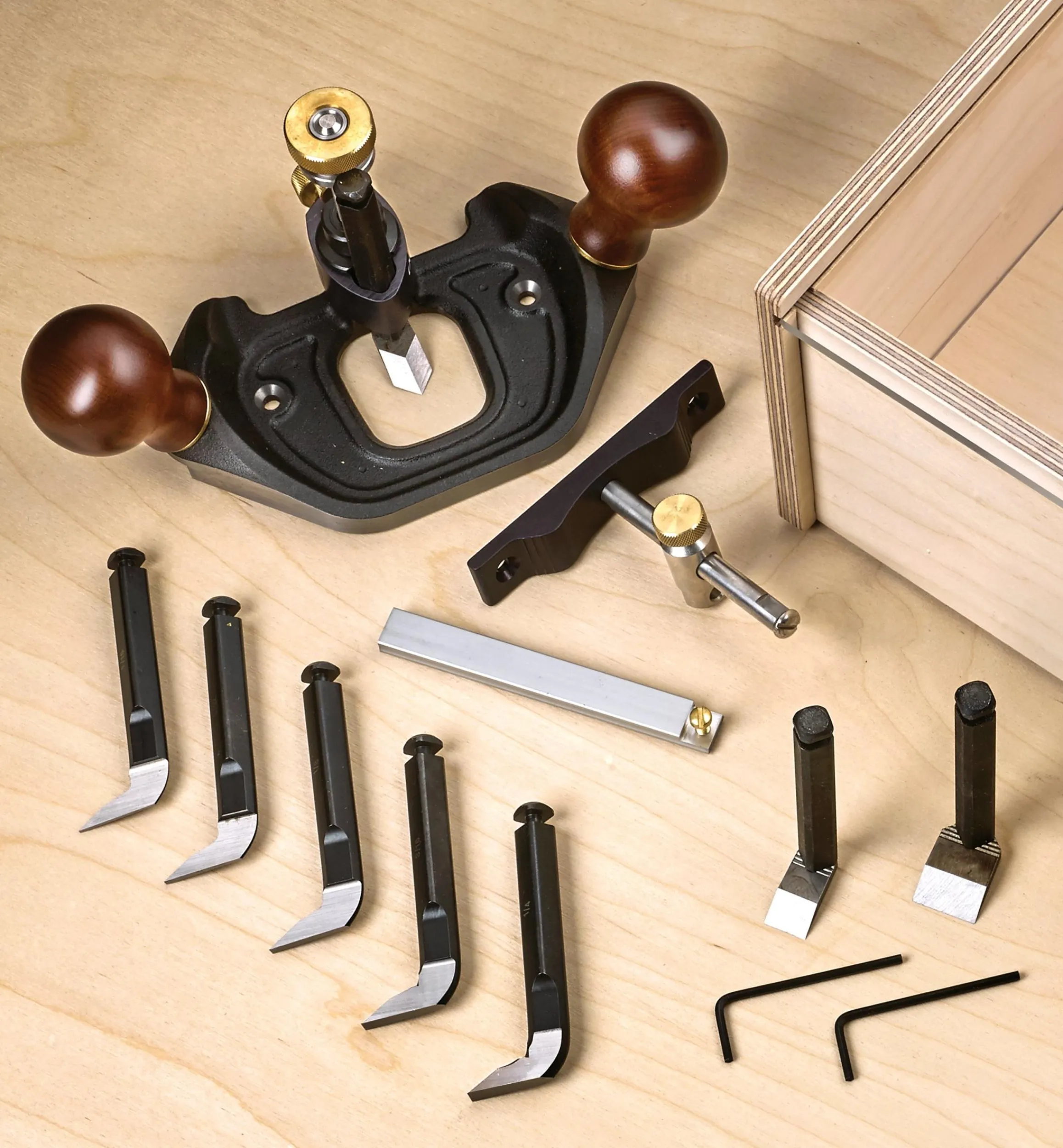 Lee Valley Routing>Veritas Large Router Plane, Box & Metric Blades Set