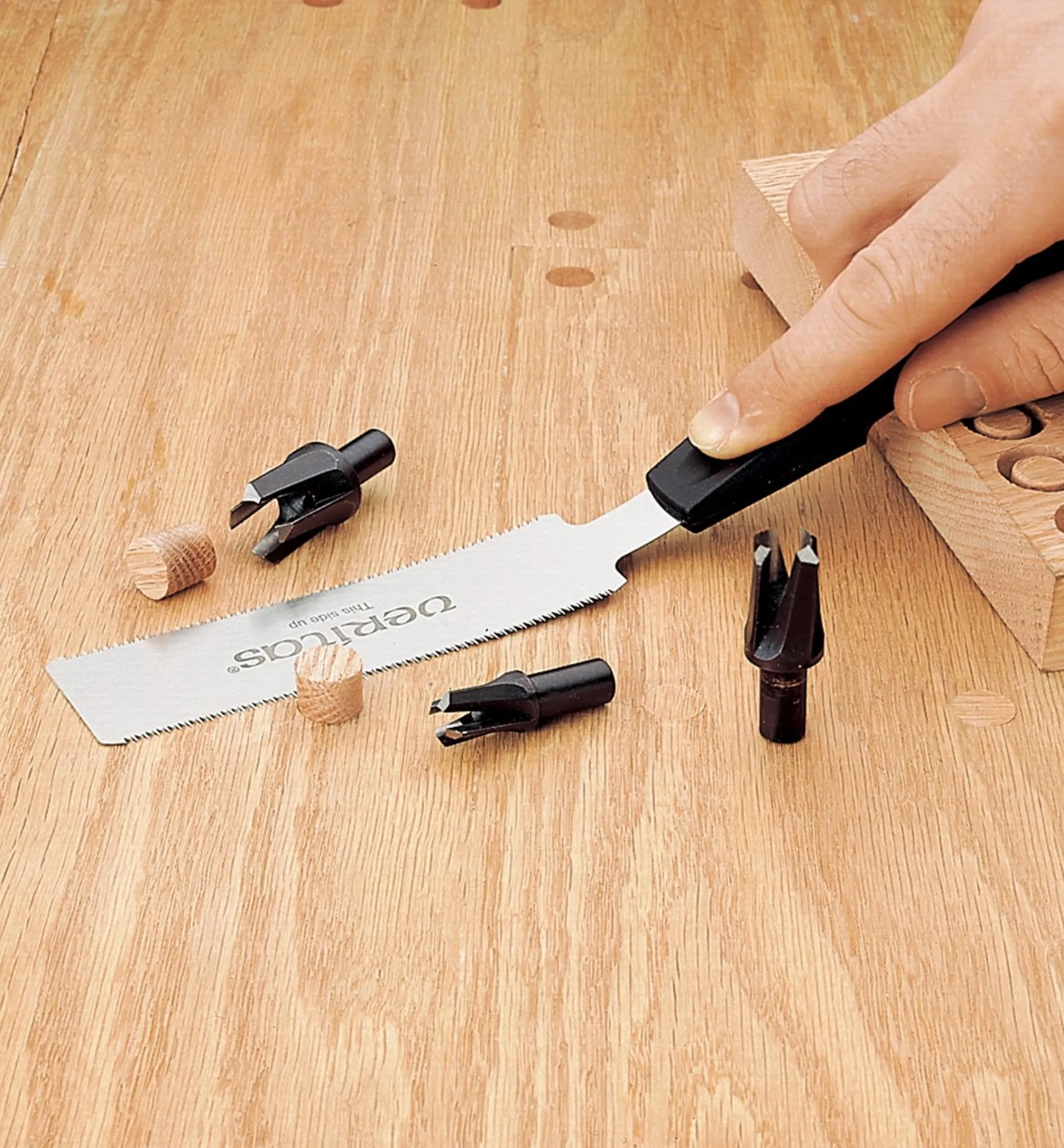 Lee Valley Drilling>Veritas Snug-Plug Cutters & Double-Edge Flush-Cutting Saw Set